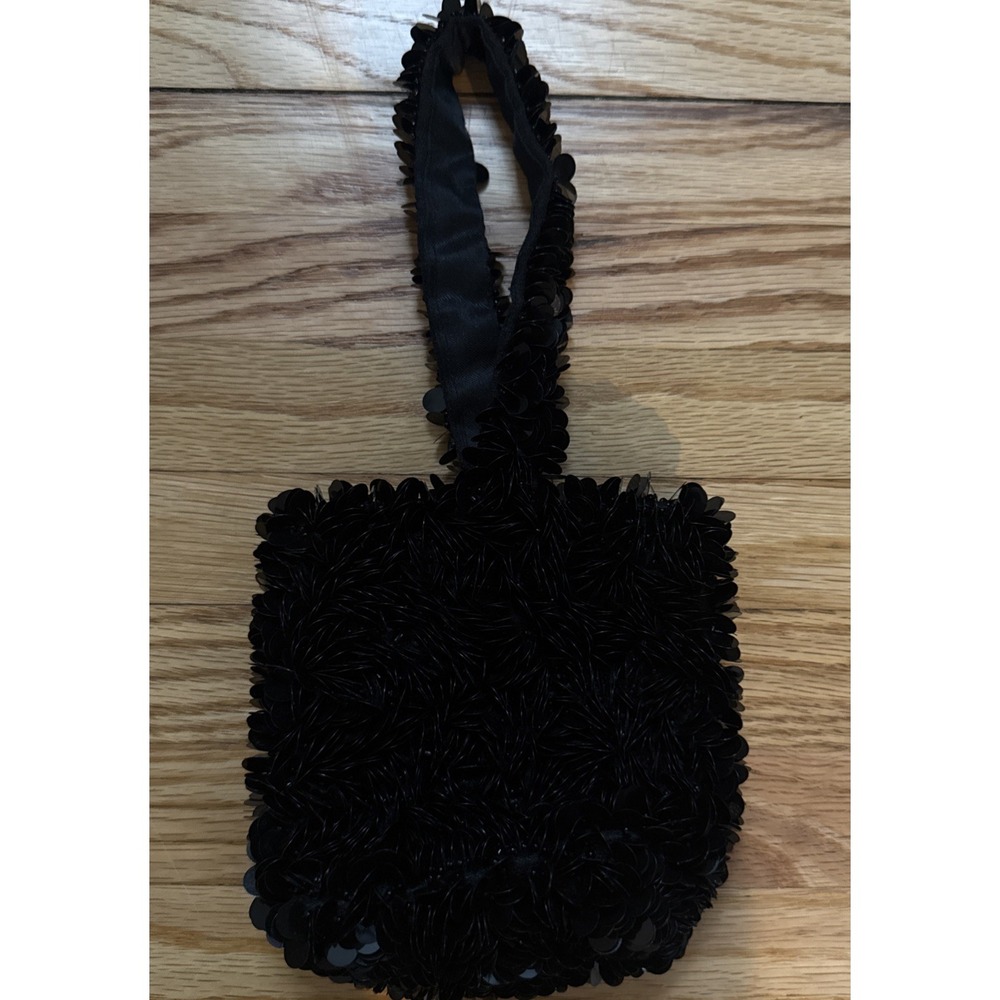 Isda & Co Black Glam Sequin Sparkle Mini Evening Hand Bag Purse Hollywood Glam